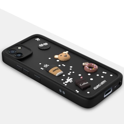 Image of Bintage Back Cover Compatible for Realme RMX2185 /Realme C11 | Cute Fun Ball | 3D Taddy Smiley Coffee | Milk Case | Full Body Protection - Black