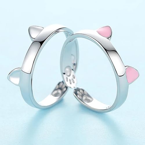 Bague chat ajustable en argent pour femmes et hommes