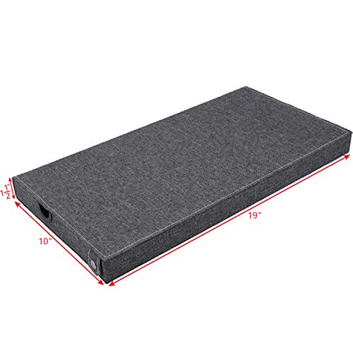 Ikee Design Eyewears Organizer Box -12 Slots Small or Medium Eyeglasses Box Display Case with Lid for Eyeglasses, Watches and Jewelry, Grey Lienen, 19"W x 9 3/4"D x 1 1/2"H