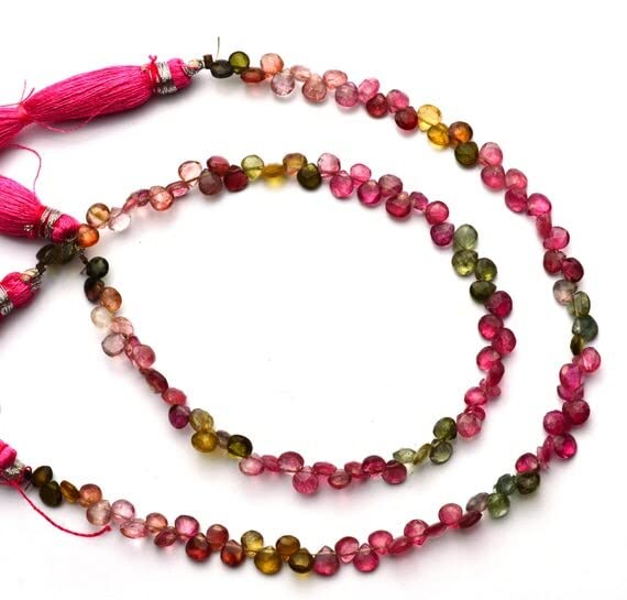 Tourmaline multicolore facettée en forme de cœur de 5mm pour création de bijoux