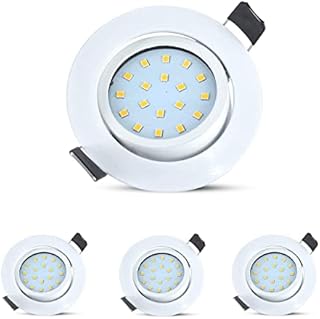 Allesgute LED Recessed Ceiling Light Cool White 5W Ultra Slim Round Spotlights Replace 45W Halogen, White Tilt Down Light for Kitchen 240V(Pack of 4)