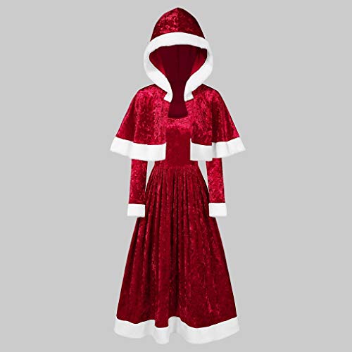 TOPUNDER Womens Merry Christmas Velvet Long Sleeve O-Neck Festival Dress Red