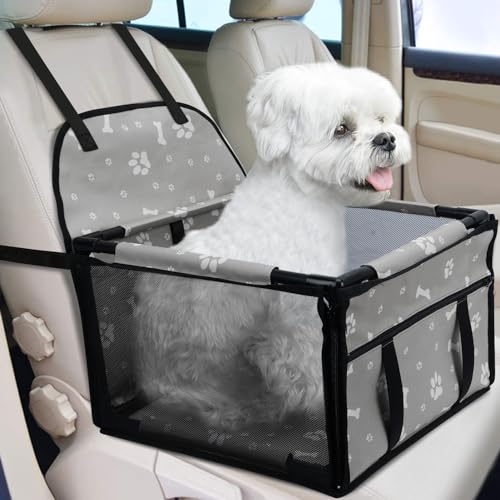 PetsHome Dog Car Seat Upgrade Dog Car Booster Seat, Foldable Pet Car Seat with 12 PVC Tubes, Waterproof Breathable Oxford Travel Puppy Car Seat for Small to Medium Dogs and Pets-Pattern Grey PetsHome Dog Car Seat Upgrade Dog Car Booster Seat, Foldable Pet Car Seat with 12 PVC Tubes, Waterproof Breathable Oxford Travel Puppy Car Seat for Small to Medium Dogs and Pets-Pattern Grey