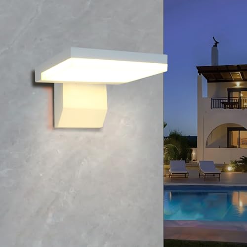 Psatfito G Applique Murale Extérieure 24w, Éclairage Mural Extérieur 2250 Lm 3000k, Éclairage Mural Moderne Étanche Ip66 pour Maison, Porche, Garage, Lot de 1, Blanc