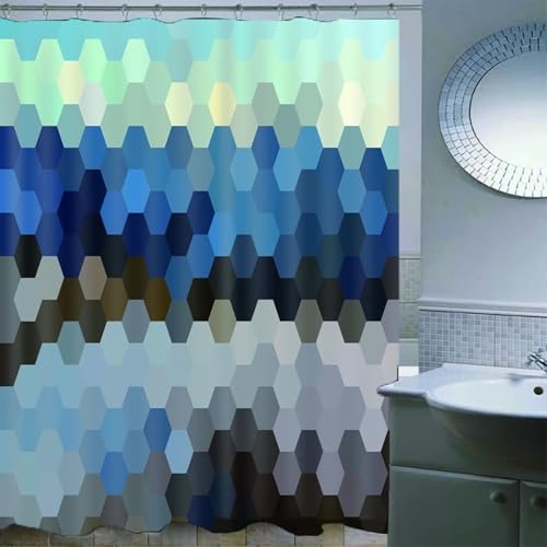 Rideau de douche anti-moisissure en polyester imperméable bleu - 4