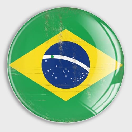 Imanes decorativos de banderas nacionales para nevera, banderas de Brasil, imanes redondos de cristal para pizarra blanca, imanes de nevera para cartelera, oficina, pizarra, cocina, hogar