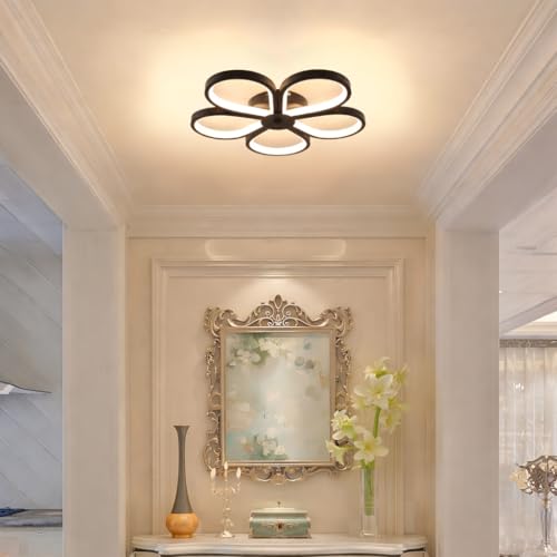 Image of ORANOOR 50W LED Ceiling Chandelier Light - 3 Color Mode (Warm /Natural /Cool), 12 Inch Flower Design, Eye-Protecting Light for Living Room, Bedroom & Hall