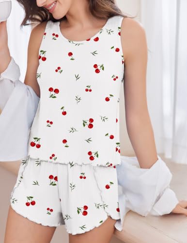 Image of Ekouaer 2 Pieces Womens Tank Top Pajamas Set Soft Sleepwear Cami and Shorts | Summer Sleeveless Loungewear Pjs Set for Wedding Party, Home