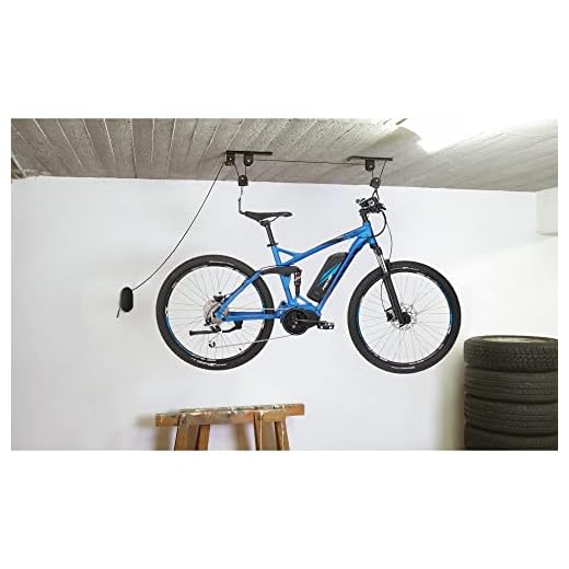 FISCHER Deckenlift | Fahrradlift | bis 30kg | für E-Bikes geeignet | max. Deckenhöhe 4m | mechanisch | Garagenlift