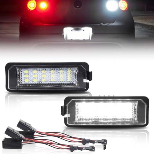GSOWO LED Kennzeichenbeleuchtung für V-W Golf 4 5 6 MK4 MK5 MK6 Passat Polo CC Eos Scirocco, [Langlebig & Effizient] Hochwertige Canbus Fehlerfrei 18 SMD Nummernschildbeleuchtung, 2 Stücke
