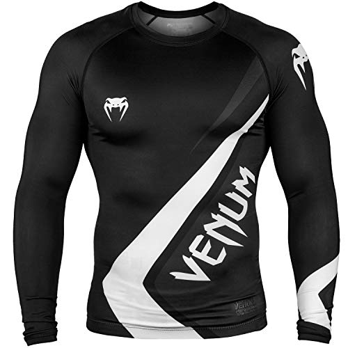 Venum Contender 4.0 Rashguard - Long Sleeves - Black/Grey-White-L, Black/Grey/White, Large