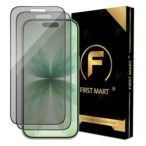 Image of FIRST MART Military Grade Matte Anti-Glare Tempered Glass for iPhone 17 (6.3 Inch) With Edge-to-Edge Protector Coverage and Installation Kit | Black, Pack of 2