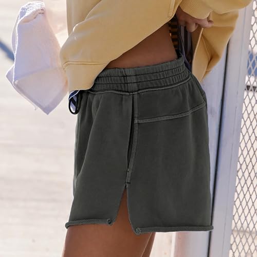 Songling Women's Sweat Shorts Casual Summer Athletic Raw Edge Running Elastic Waist Wash French Terry Shorts with Pockets(Dark-Gray,M) by Songling - Used condition - Image 3