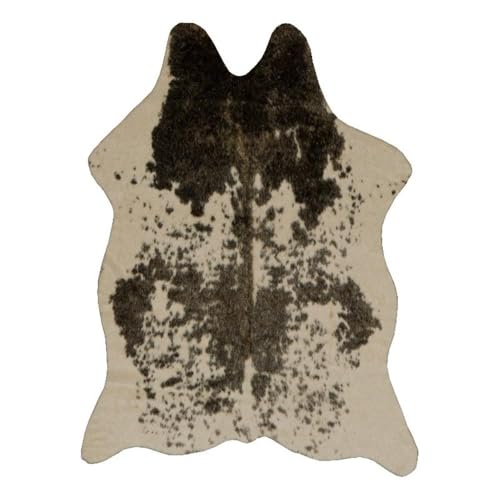 Linon Faux Hide Polyester Mini Speckle Cowhide Accent Rug in Brown and White