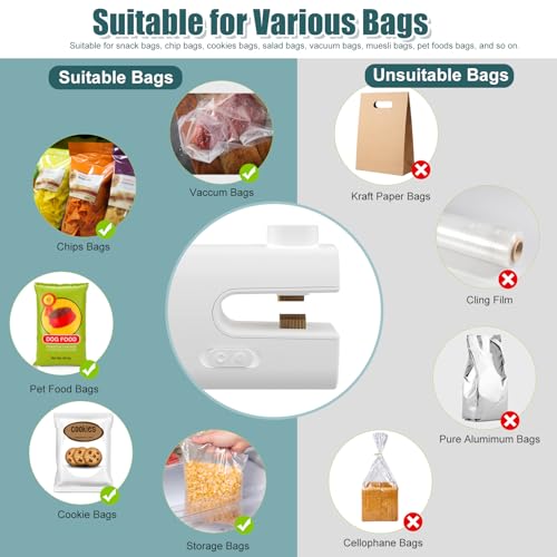 Image of 4 in 1 Mini Bag Sealer, Bag Sealer Heat Seal with Cutter, USB C Rechargeable Chip Bag Sealer Heat Seal, Portable Bag Resealer for Plastic Bags Snacks & Food Storage, Matte Black