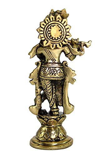 Image of eSplanade Brass Krishna Kishan Makhan Chor Thakurji Murti Idol Statue - 7 inches | Pooja Idols | Home Decor