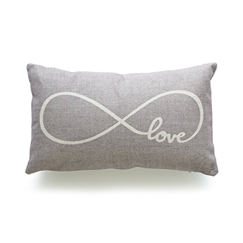 Hofdeco Decorative Lumbar Pillow Cover Heavy Weight Cotton Linen His and Her Gray Infinite Love 12 x20  30cm x 50cm