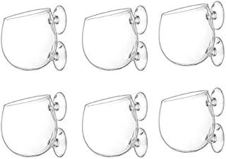 Glass Plant Pot Aquarium with Suction Cups, 6Pcs Aquarium Planter Holder Small Terrarium Mini Vase for Hydroponic Plant for Fish/Shrimp Feeding