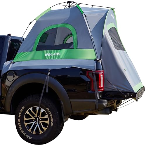 Golabs Truck Bed Tent for 5-6 Ft Bed, 8-Minutes Easy Setup by Pre-Attached Poles, Waterproof PU2000mm & 210D Oxford Fabric, 2-Person Portable with Extra Rainfly Cover, Include Storage Bag& Pocket&Hook