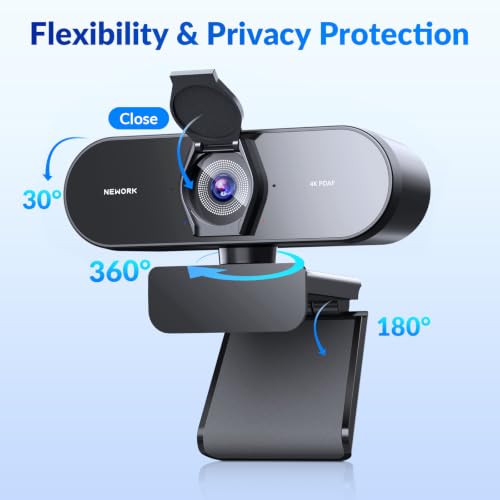 Image of 4K Webcam with Sony Sensor, PDAF Autofocus, 1080P@60FPS, 2 Noise Reduction Mics, Auto Light Correction, USB Plug&Play, Privacy Cover, 79FOV, Streaming Camera for PC, Mac, Laptop, Video Calls