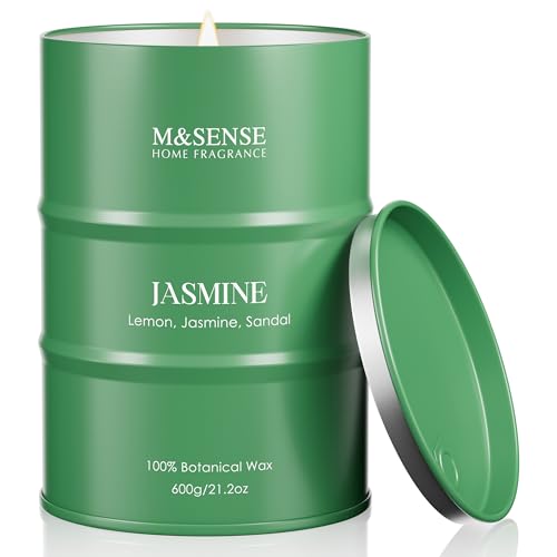 Image of M&SENSE Jasmine Scented Candles Large, Natural Soy Candles 21.2oz 120 Hour Slow Burning,Aromatherapy Candle for Stress Relief Meditation Relaxing