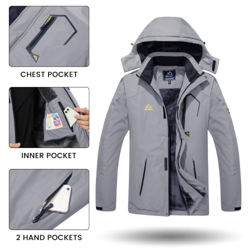 Image of TACVASEN Men's Winter Skiing Jackets Water Resistant Fleece Coats Insulated Thermal Snowboard Jacket Parka Raincoat with Hood