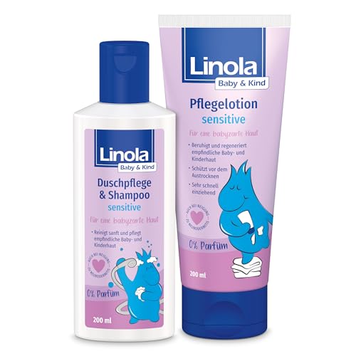 Linola Baby & Kind - Duschpflege & Shampoo sensitive und Pflegelotion sensitive - 2 x 200 ml - für sensible Baby- und Kinderhaut