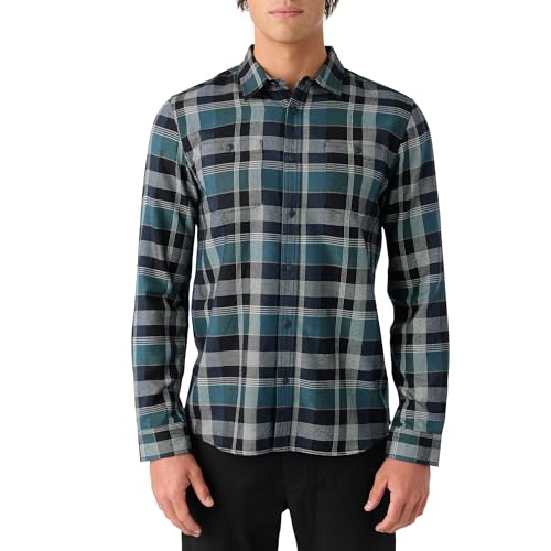 O'NEILL Men's Plaid Stretch Flannel - Long Sleeve Flannel Shirt for Men - Casual Button-Up Shirt