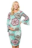 My Bump Women's Maternity Fitted Bell Sleeve Dress W/Ruched