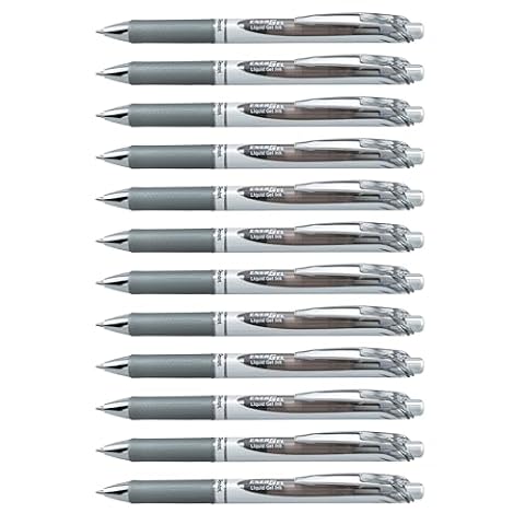 Pentel EnerGel XM BL77 długopis żelowy z mechanizmem naciskowym, szary (12 sztuk)