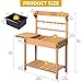 DWVO Outdoor Potting Bench Table with Sink & Sliding Top, Wooden Garden Workbench with Storage Shelves, Hooks & Solid Wood Frame for Patio, Porch, Balcony Use