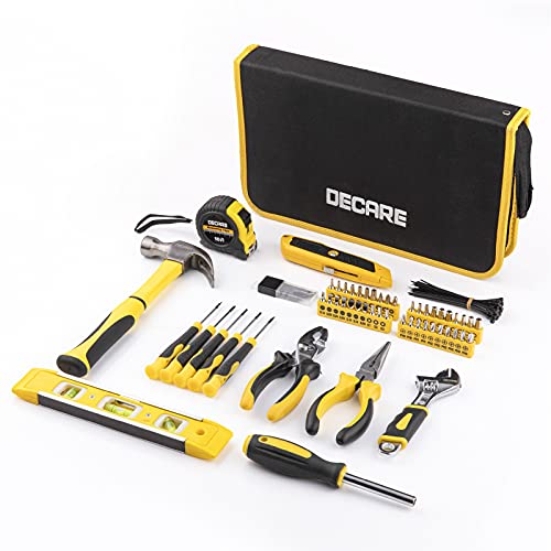Decare 103 PCS Tool Kit Tool Set, Home Tools with Easy Carrying Flat Pouch, Tool Case Fits in D…