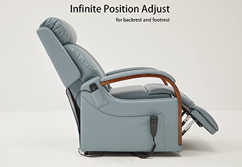 Dynox Small Lift Chair Recliners With Massage And Heat, Dual Motor Power Lift Sofa With Infinite Adjust For Back And Footrest (Blue,Faux Leather) #TOP4