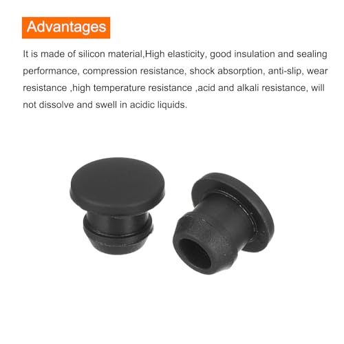 Image of MECCANIXITY Silicone Snap in Locking Hole Plugs,Rubber Panel Seal Cover Flush Type Panel Round for Kitchen Rubber Bulkheads Waterproof Sealing Plugs 7mm /0.28 Inch Diameter Black,Pack of 50