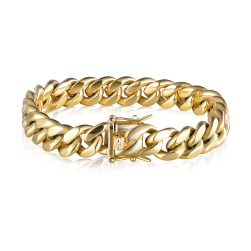 Pulsera Miami Cuban chapada en oro 14k 8.5 pulgadas miniatura 1