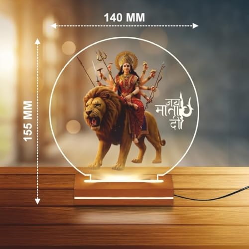 Image of Hamsa Crystal Ball Night Light,2.4 Inch Glass Ball Night LED Lamp with Woodern Base,Decorations Gifts for Men,Women,Kids,Boys,Girls | Gifts for Woman | Valentine Gifts (Durga Mataji)