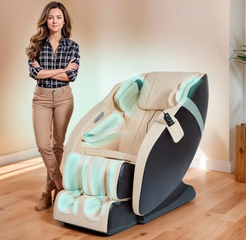 GLOBAL RELAX® | Karma 2D Fauteuil de Massage I Beige | 6 programmes de Massage | Pressothérapie I...