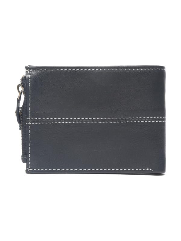 Image of TEAKWOOD LEATHERS Men's Two Fold Zipper Leather Wallet | Leather Men Wallet (Black)