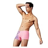 Celucke Badehose Herren Badeshorts Enge Kurz Schwimmhose Tunnelzug Print Wassersport Boxerbadehose Schwimmshorts Bademode Sommer Shorts Schnelltrocknend UV Schutz (Rosa, M)