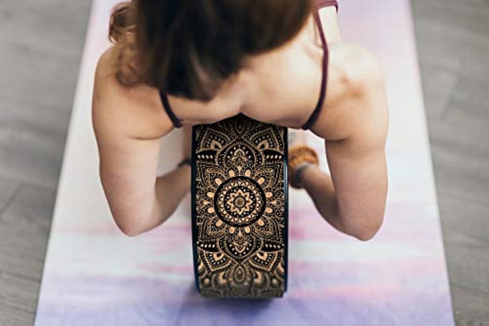 YOGA DESIGN LAB | THE YOGA WHEEL | Eco Printed, Extra Strength, Padded, Dharma Exercise Wheel | Designed in Bali | Enhance Your Postures and Stretch Deeper (Mandala Black,)