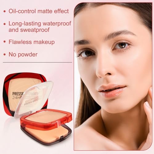 Image of Boobeen Pressed Setting Powder - Oil Control face Powder with Matte Finish, Long Lasting & Waterproof,Buildable Medium to Full Coverage Makeup, Includes Puff