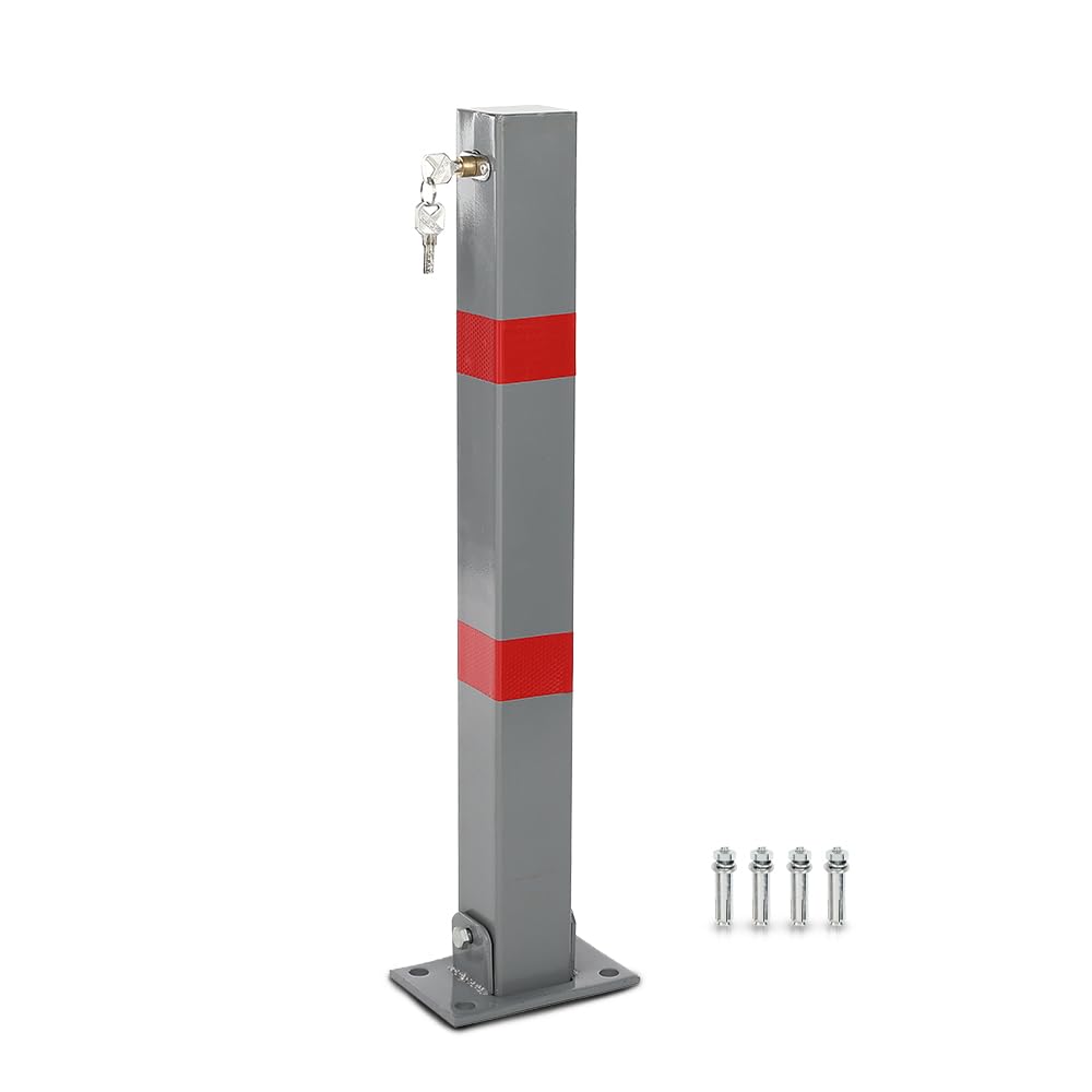 CROSSDESIGN Folding Parking Barrier Lockable Car Bollard Driveway Car Safety Security Post