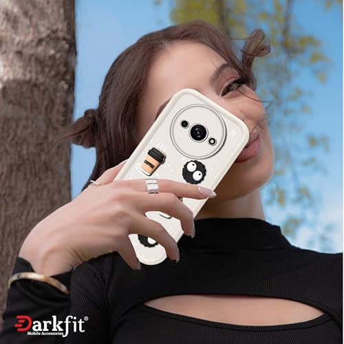 Image of Back Case Cover Compatible with Poco C61 | Cute Fun Cartoon Ball 3D Coffee Silicone Case | Body Protection | Camera Protection | Shock Proof | Color White | Pack of 1