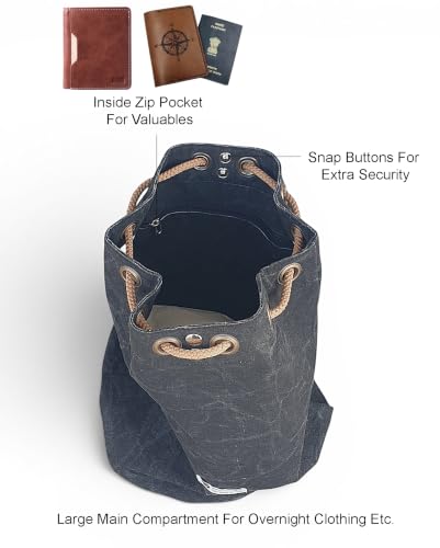 Image of The House of tara Distressed Canvas Backpack /Rucksack for Unisex | 20 Litres | Casual Cotton Bag with Spacious Compartment & Drawstring Strap | Suitable for Everyday Essentials