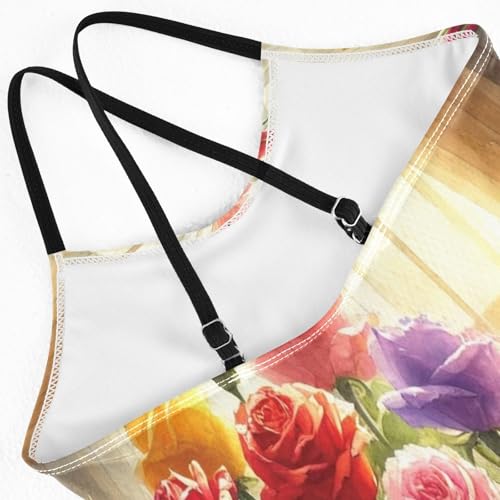 Roses Window Colorful Swimsuit for Girls Bathing Suit One Piece Swimsuits Summer Beach Swimwear4