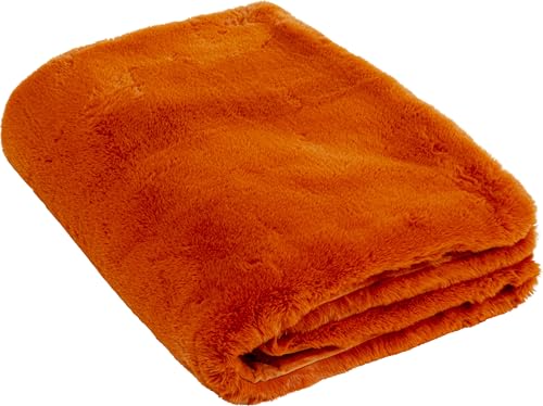 Kare Design Decke Mika, Orange, Kuscheldecke, Groß, Wohnzimmer, Schlafzimmer, 150x200 cm