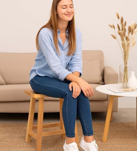 Image of Sitting Wooden Stool Indoor & Outdoor, Stool for Office, Home & Garden Use- 18-Inch