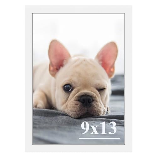 RUN HELIX 9x13 Picture Frames,Photo Frame,Certificate Document Frame for Horizontal and Vertical Formats,Simple Designed 9x13 Poster Photo Frame Wall Gallery Home Office Decor,White White 9x