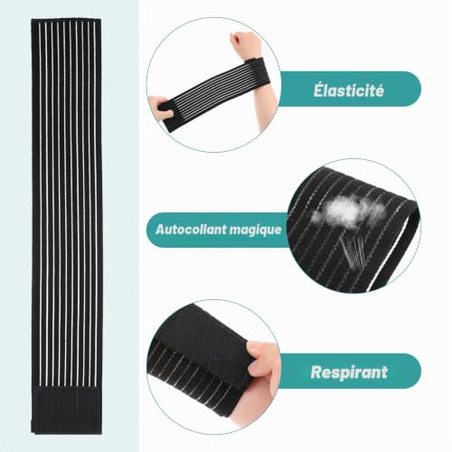 Ouligay Lot de 2 bandages de poignet élastiques - Pour le sport, les poignets - Respirants - Fermeture Klettverschluss - Pour la salle de gym, le tennis, la musculation, les hommes et les femmes – vue 3