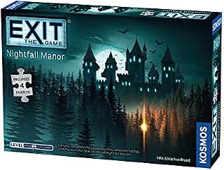 Thames & Kosmos - EXIT: Nightfall Manor - Level: 2/5 - Unique Escape Room Game - 1-4 Players - Puzzle Solving Strategy Board Games for Adults & Kids - Includes 4 Jigsaw Puzzles, Ages 10+ - 692880
